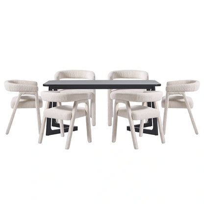 Ensemble de salle à manger Middlebrook 7 pièces en bois massif avec chaises entièrement recouvertes de tissu