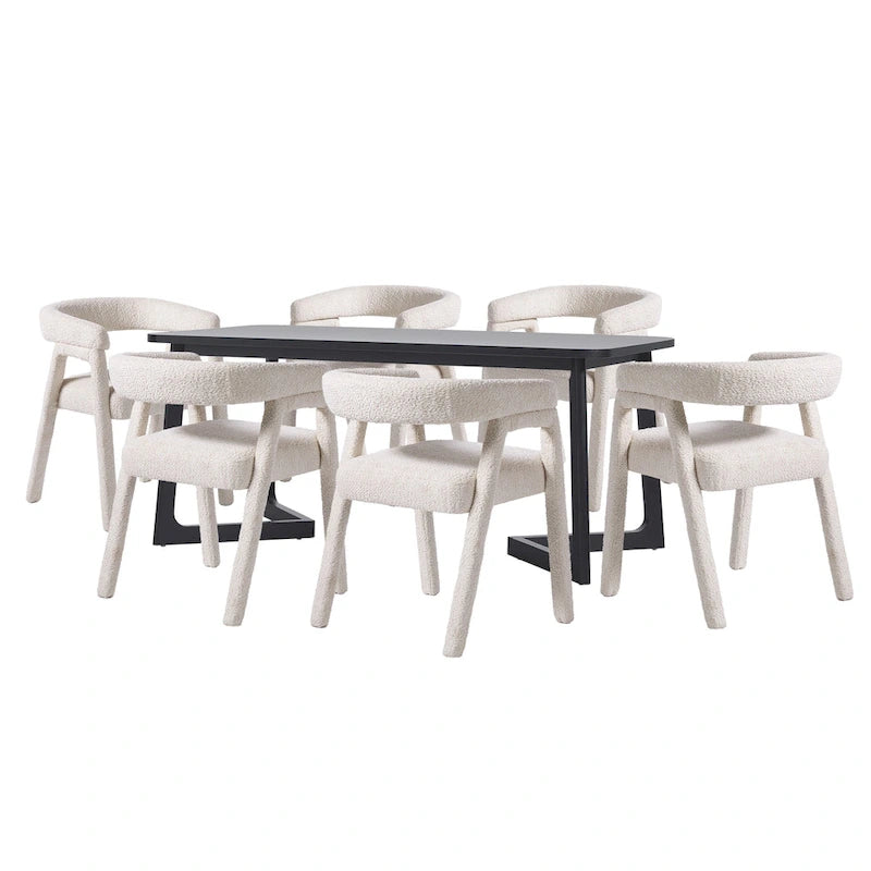 Ensemble de salle à manger Middlebrook 7 pièces en bois massif avec chaises entièrement recouvertes de tissu