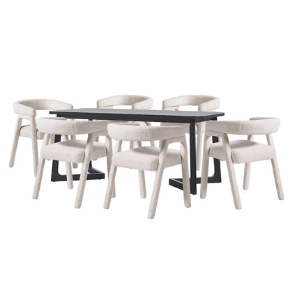 Ensemble de salle à manger Middlebrook 7 pièces en bois massif avec chaises entièrement recouvertes de tissu