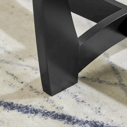 Table basse ovale en verre de 122 cm (48 pouces), table basse ronde noire avec plateau en verre