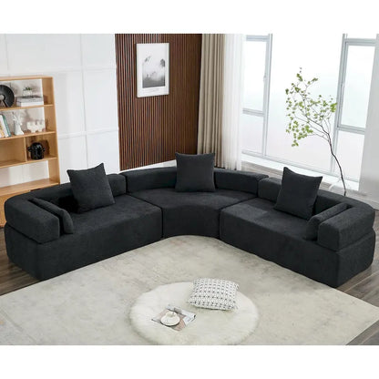 Canapé d'angle modulaire surdimensionné en boucle en forme de L, 3 pièces, combinaison libre