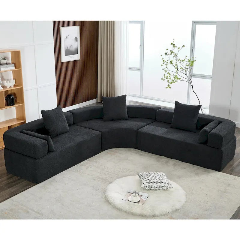 Canapé d'angle modulaire surdimensionné en boucle en forme de L, 3 pièces, combinaison libre