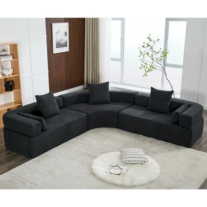 Canapé d'angle modulaire surdimensionné en boucle en forme de L, 3 pièces, combinaison libre