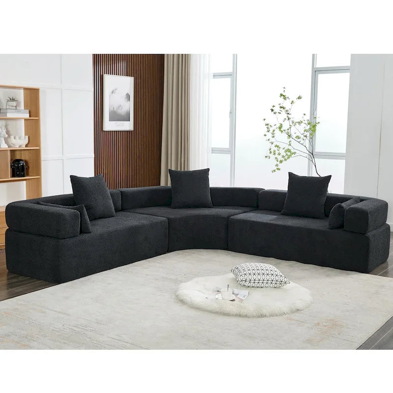 Canapé d'angle modulaire surdimensionné en boucle en forme de L, 3 pièces, combinaison libre
