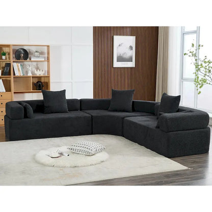 Canapé d'angle modulaire surdimensionné en boucle en forme de L, 3 pièces, combinaison libre
