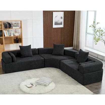 Canapé d'angle modulaire surdimensionné en boucle en forme de L, 3 pièces, combinaison libre