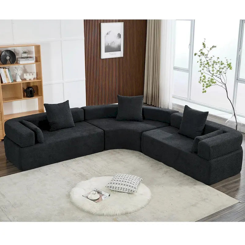 Canapé d'angle modulaire surdimensionné en boucle en forme de L, 3 pièces, combinaison libre