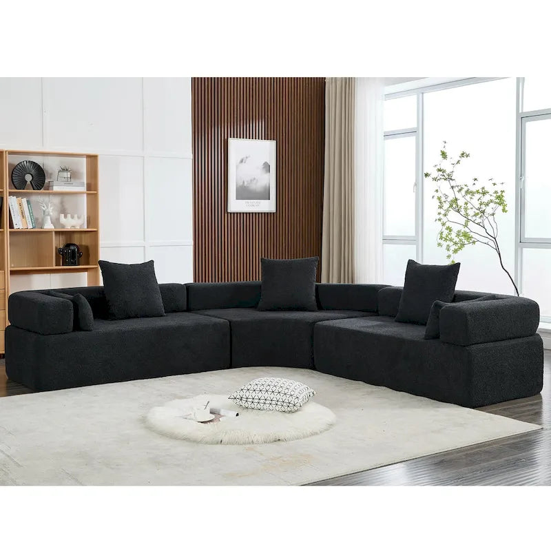 Canapé d'angle modulaire surdimensionné en boucle en forme de L, 3 pièces, combinaison libre