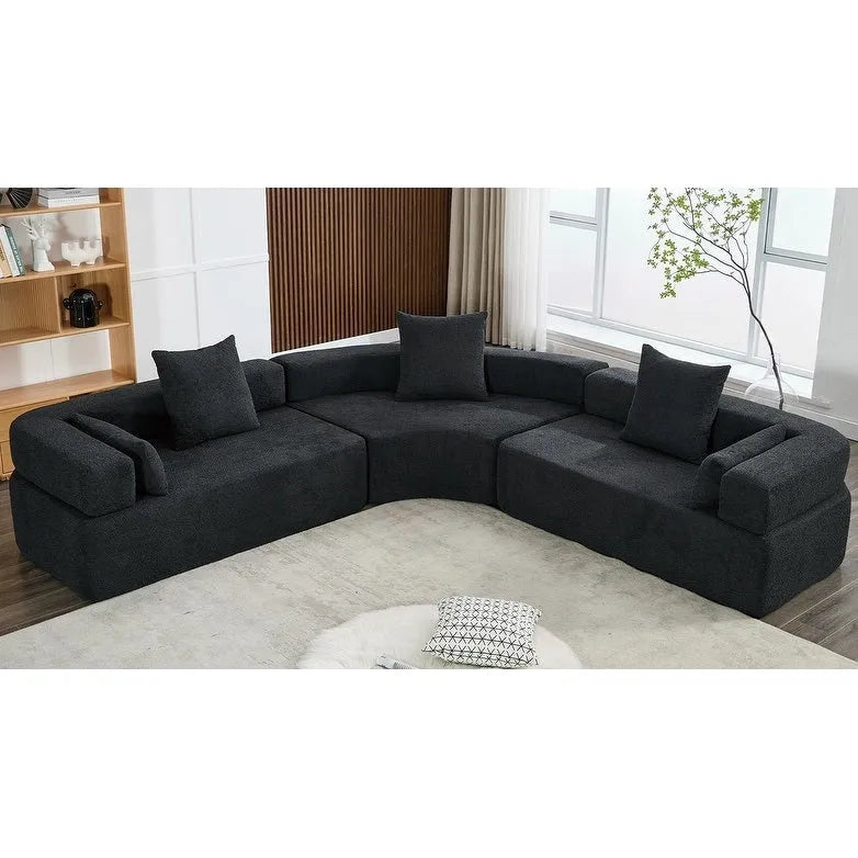 Canapé d'angle modulaire surdimensionné en boucle en forme de L, 3 pièces, combinaison libre