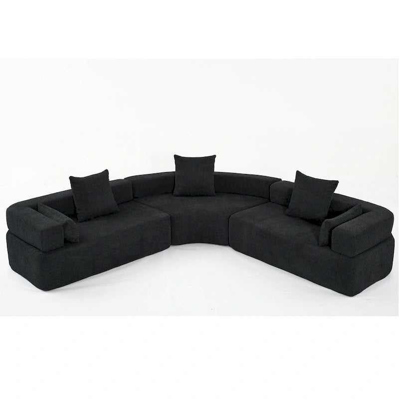 Canapé d'angle modulaire surdimensionné en boucle en forme de L, 3 pièces, combinaison libre