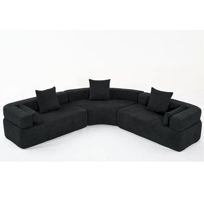 Canapé d'angle modulaire surdimensionné en boucle en forme de L, 3 pièces, combinaison libre
