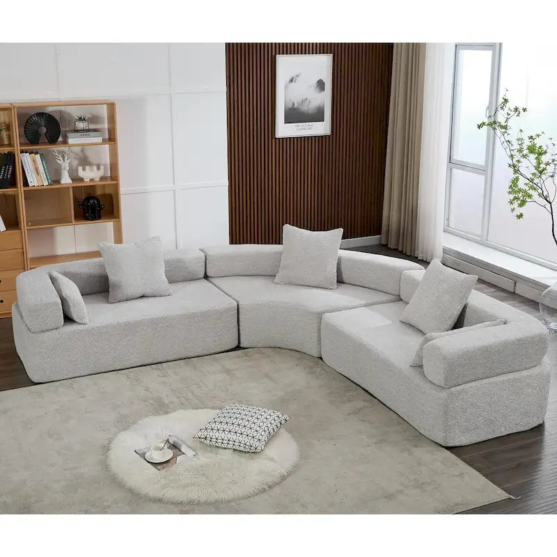 Canapé d'angle modulaire surdimensionné en boucle en forme de L, 3 pièces, combinaison libre