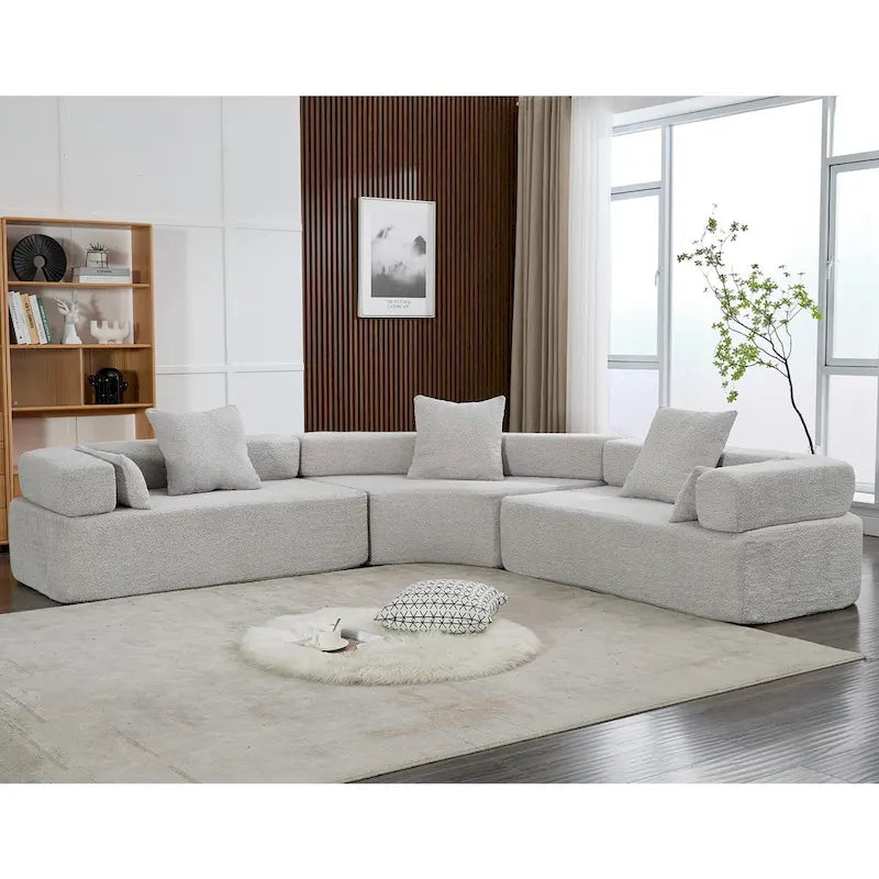 Canapé d'angle modulaire surdimensionné en boucle en forme de L, 3 pièces, combinaison libre