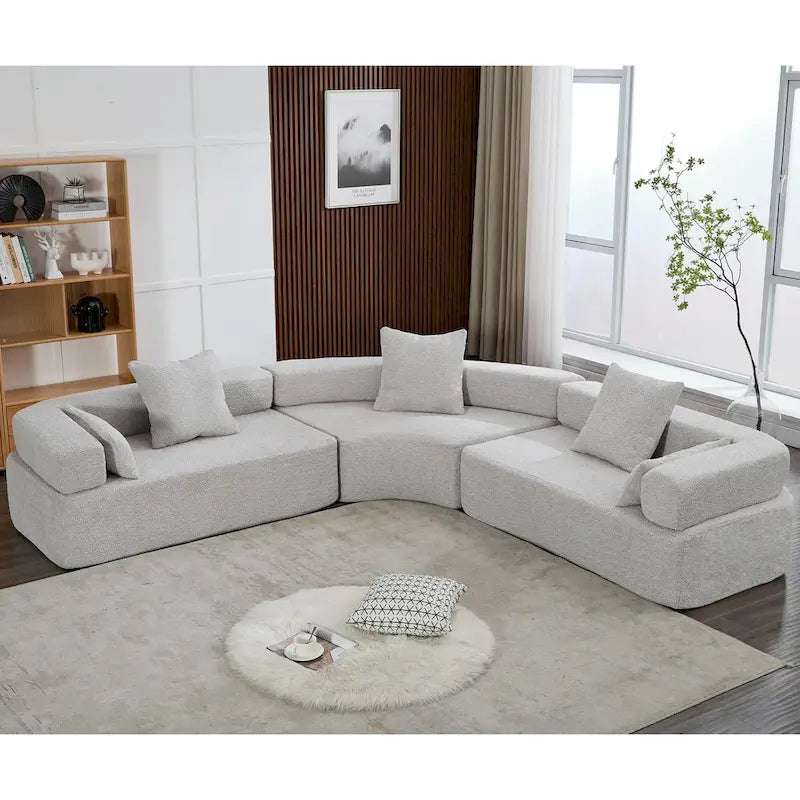 Canapé d'angle modulaire surdimensionné en boucle en forme de L, 3 pièces, combinaison libre