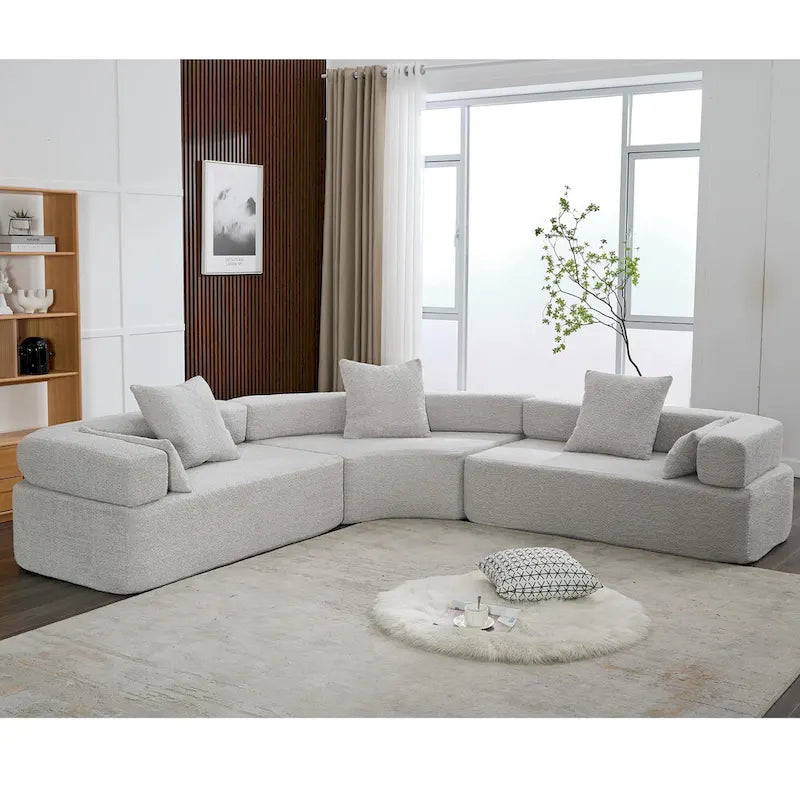 Canapé d'angle modulaire surdimensionné en boucle en forme de L, 3 pièces, combinaison libre