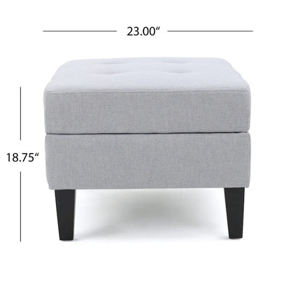 Pouf de rangement contemporain capitonné à motif gaufré avec pieds en bouleau