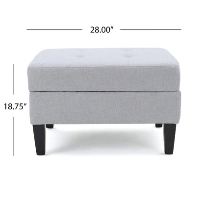 Pouf de rangement contemporain capitonné à motif gaufré avec pieds en bouleau