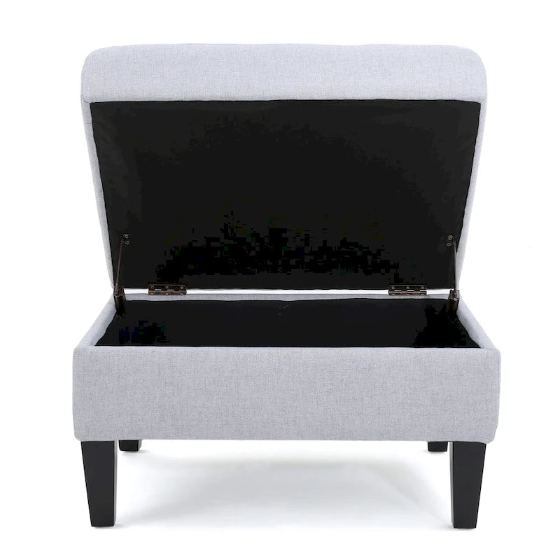 Pouf de rangement contemporain capitonné à motif gaufré avec pieds en bouleau