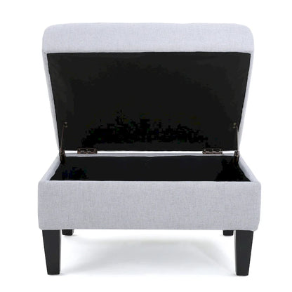 Pouf de rangement contemporain capitonné à motif gaufré avec pieds en bouleau