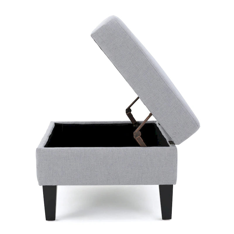 Pouf de rangement contemporain capitonné à motif gaufré avec pieds en bouleau