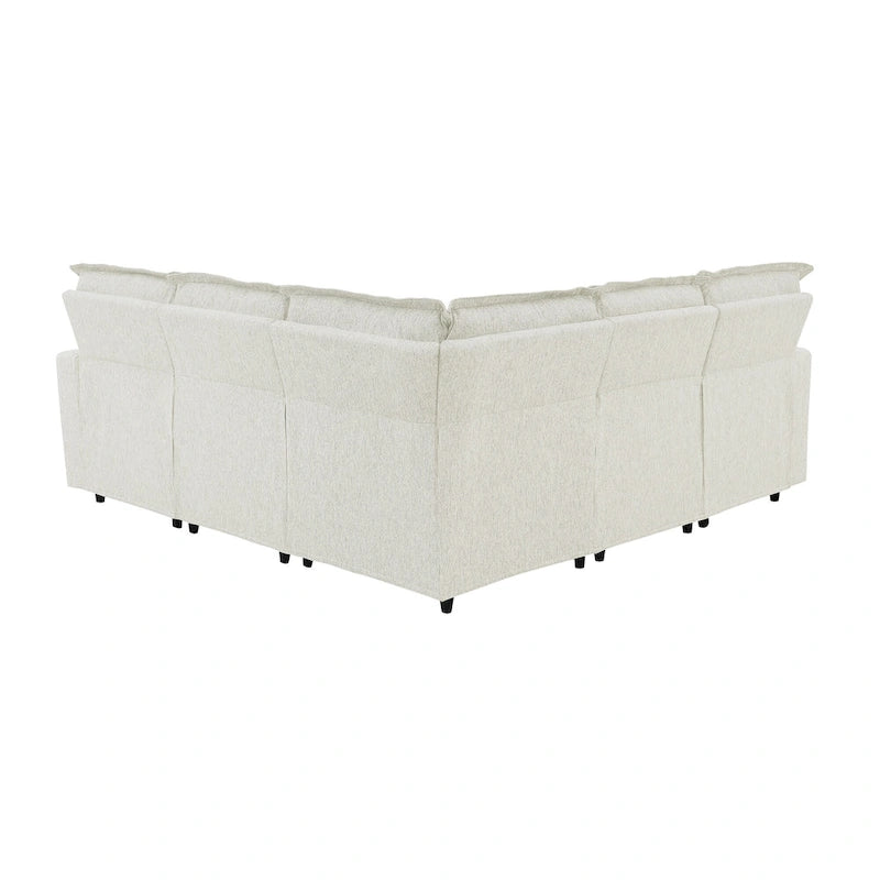 Canapé d'angle en lin en forme de L avec fauteuils inclinables électriques et port USB