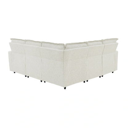 Canapé d'angle en lin en forme de L avec fauteuils inclinables électriques et port USB