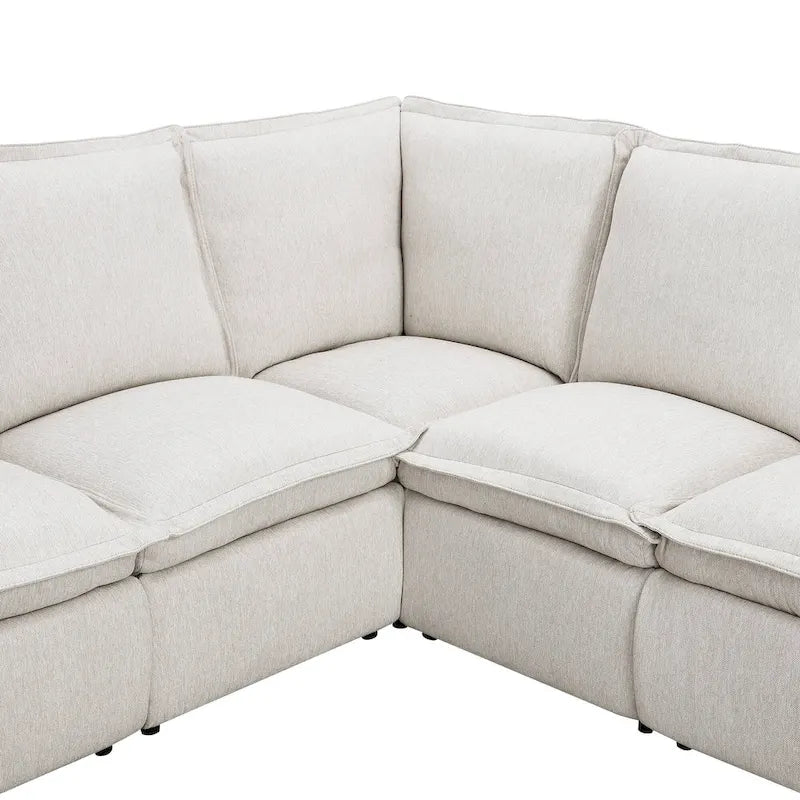 Canapé d'angle en lin en forme de L avec fauteuils inclinables électriques et port USB