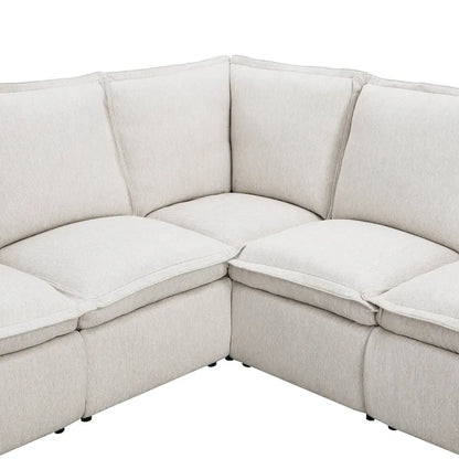 Canapé d'angle en lin en forme de L avec fauteuils inclinables électriques et port USB