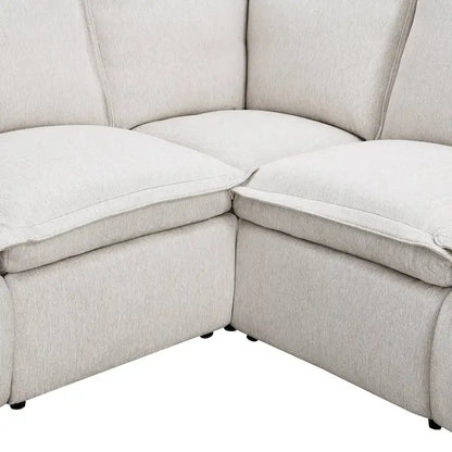 Canapé d'angle en lin en forme de L avec fauteuils inclinables électriques et port USB