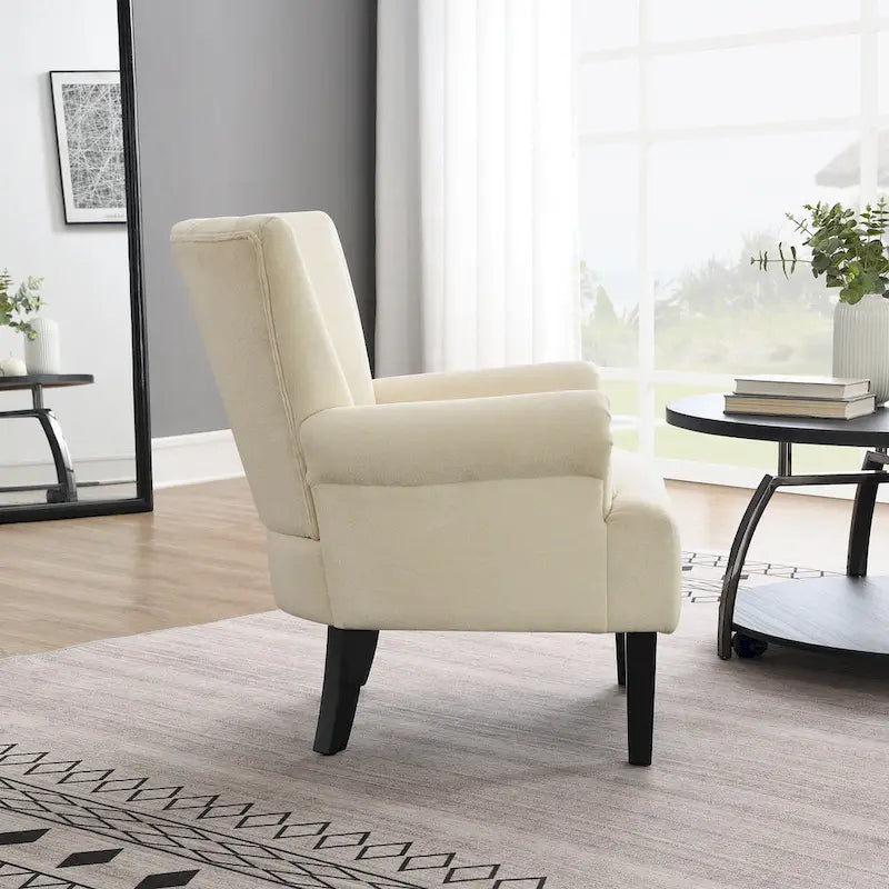 Fauteuil beige moderne 29 avec dossier capitonné