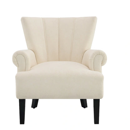 Fauteuil beige moderne 29 avec dossier capitonné