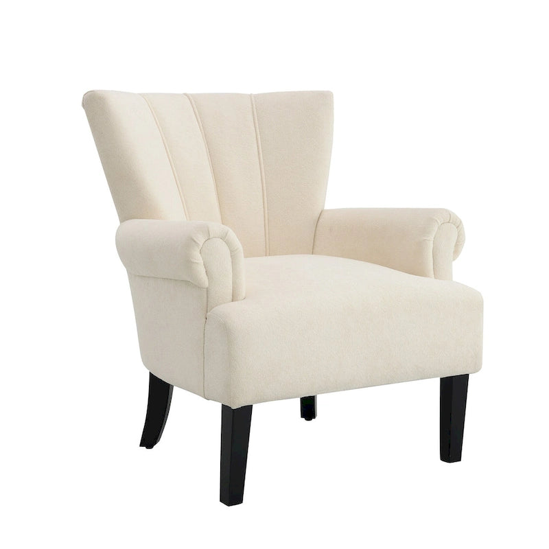 Fauteuil beige moderne 29 avec dossier capitonné