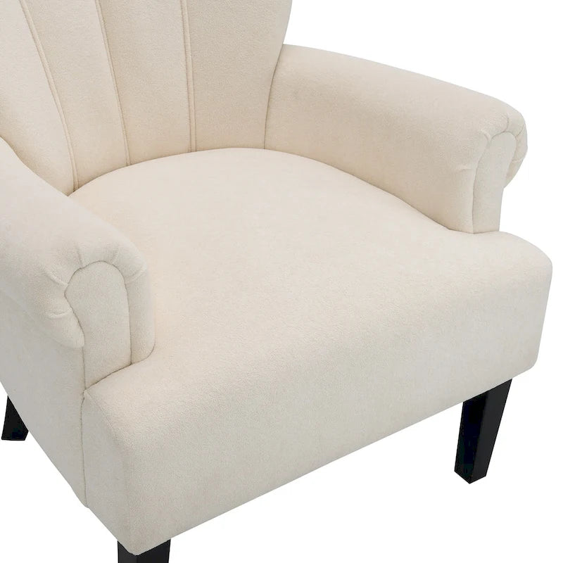 Fauteuil beige moderne 29 avec dossier capitonné