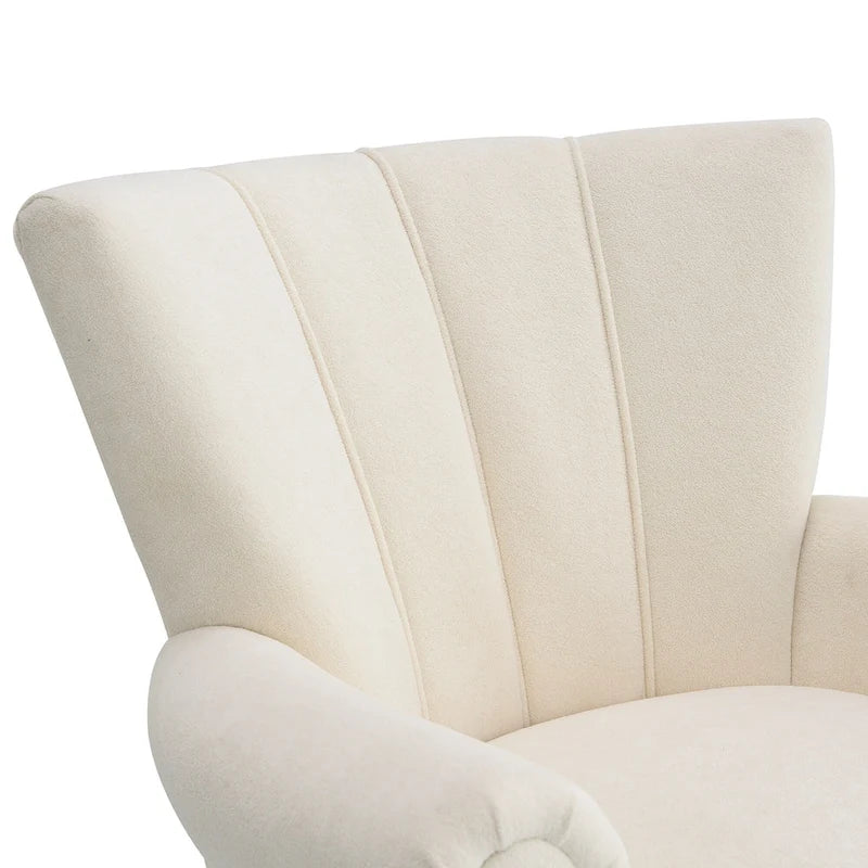 Fauteuil beige moderne 29 avec dossier capitonné