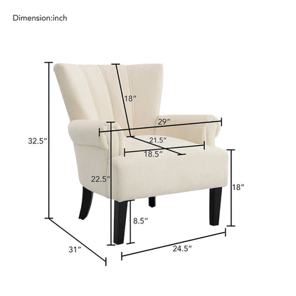 Fauteuil beige moderne 29 avec dossier capitonné