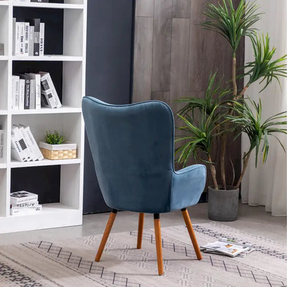 Fauteuil d'appoint bleu 30 en polyester capitonné à boutons