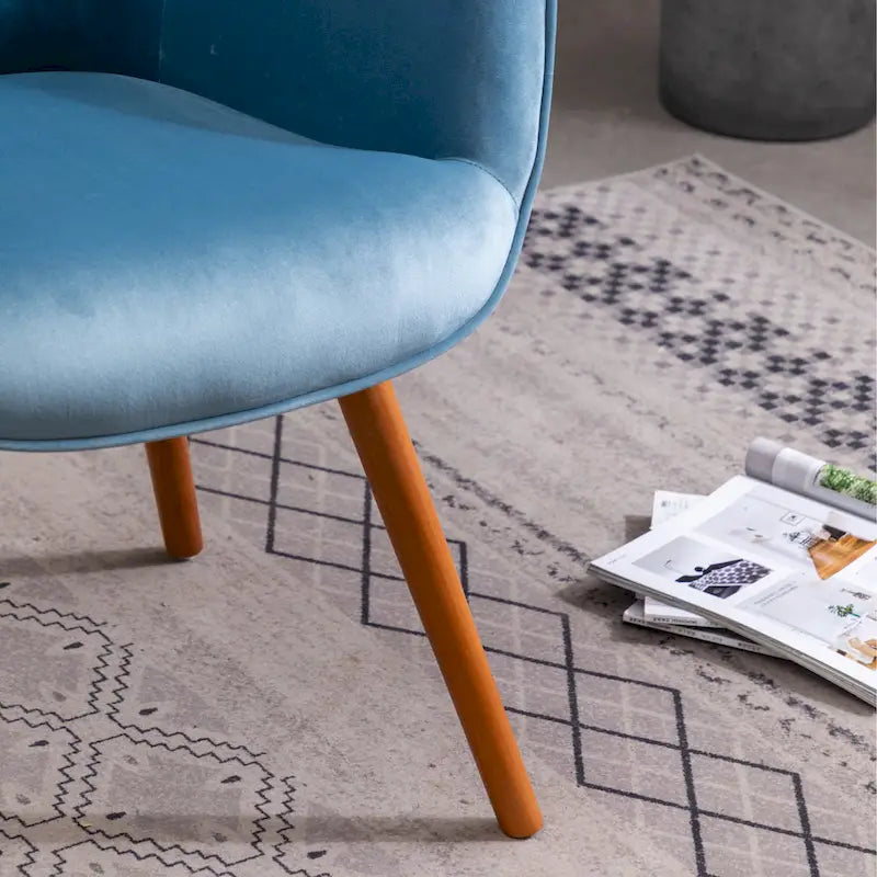 Fauteuil d'appoint bleu 30 en polyester capitonné à boutons