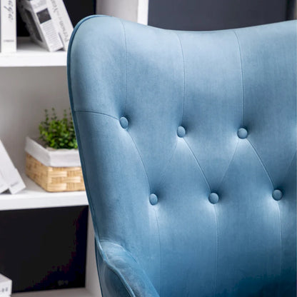 Fauteuil d'appoint bleu 30 en polyester capitonné à boutons