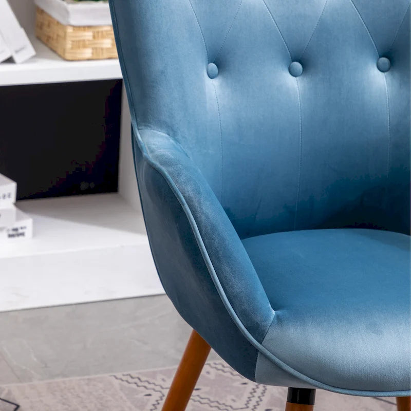 Fauteuil d'appoint bleu 30 en polyester capitonné à boutons