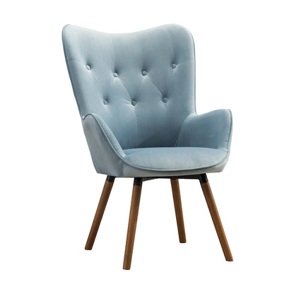 Fauteuil d'appoint bleu 30 en polyester capitonné à boutons