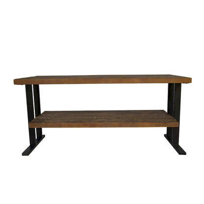 Console multimédia avec une étagère, idéale pour votre décoration intérieure, en bois recyclé naturel et finition noire.