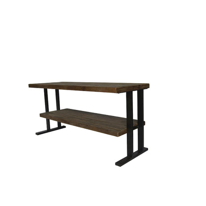 Console multimédia avec une étagère, idéale pour votre décoration intérieure, en bois recyclé naturel et finition noire.