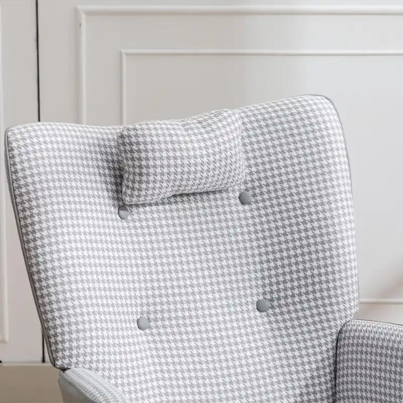 Fauteuil à bascule, fauteuil à bascule en tissu pied-de-poule souple et simili cuir pour chambre d'enfant
