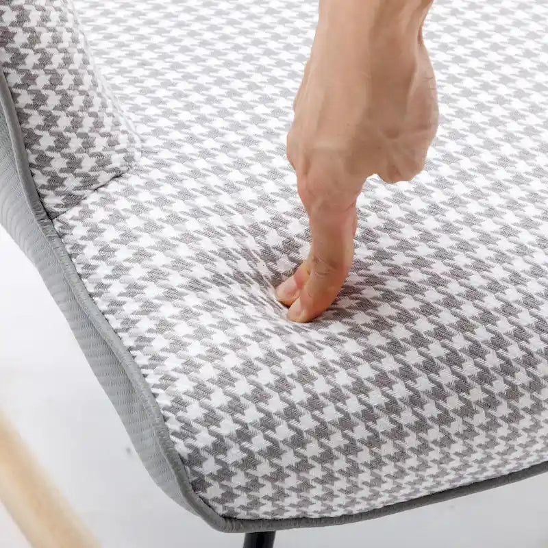 Fauteuil à bascule, fauteuil à bascule en tissu pied-de-poule souple et simili cuir pour chambre d'enfant