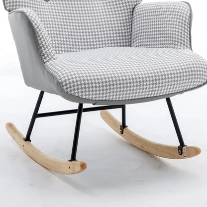 Fauteuil à bascule, fauteuil à bascule en tissu pied-de-poule souple et simili cuir pour chambre d'enfant