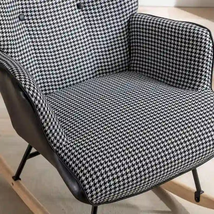 Fauteuil à bascule, fauteuil à bascule en tissu pied-de-poule souple et simili cuir pour chambre d'enfant