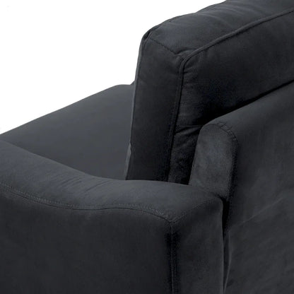 Canapé 3 places en velours noir 76,7 cm avec structure en bois massif et mousse haute densité