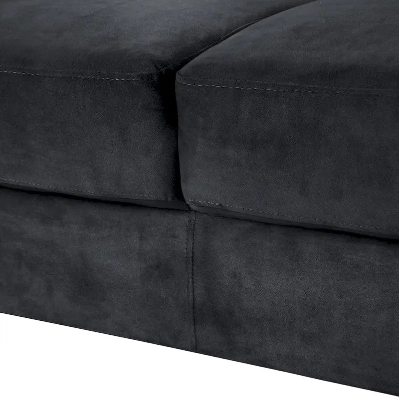 Canapé 3 places en velours noir 76,7 cm avec structure en bois massif et mousse haute densité