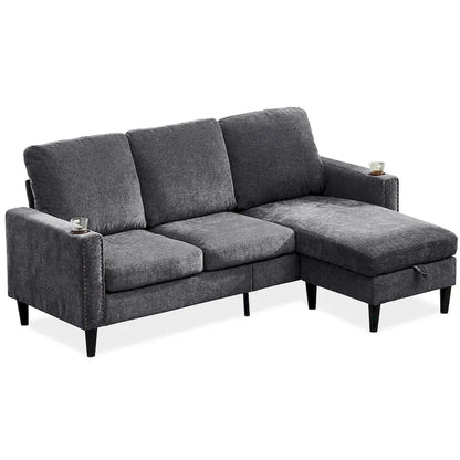 Canapé d'angle 3 places en chenille au design moderne