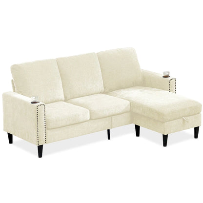 Canapé d'angle 3 places en chenille au design moderne